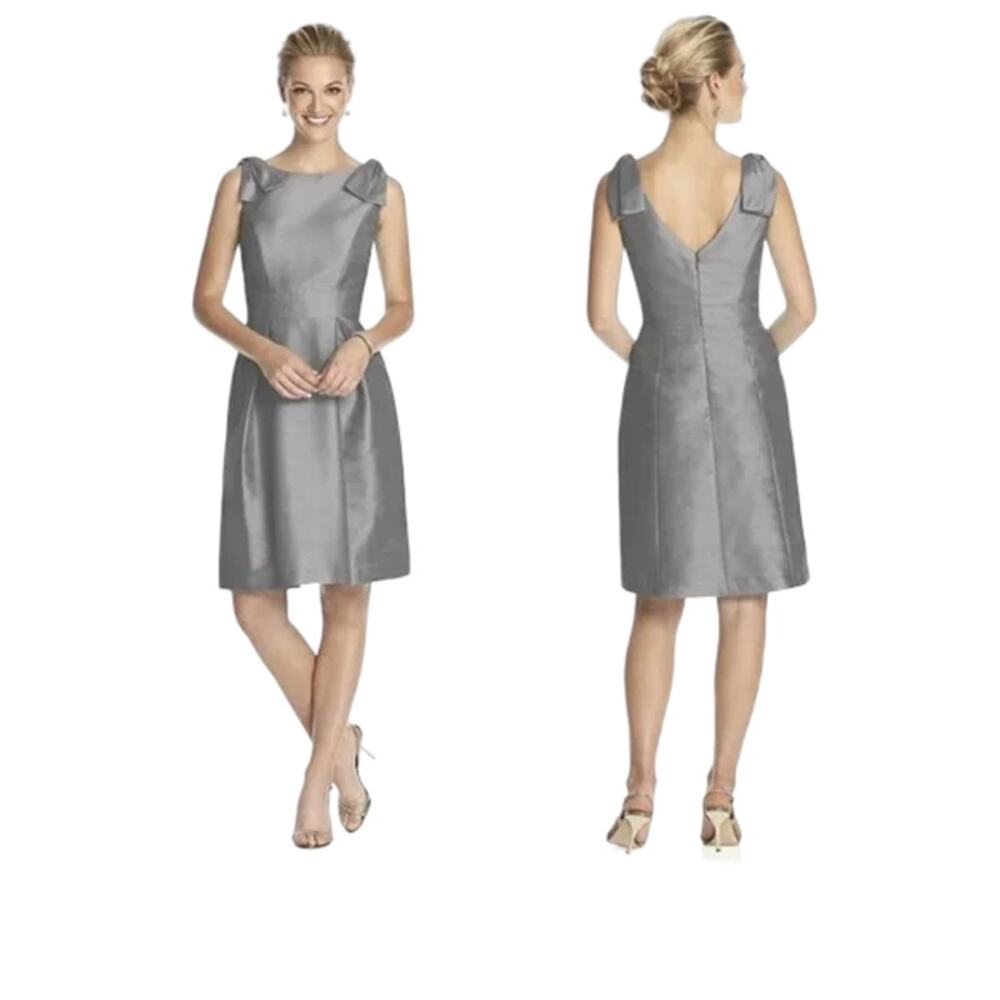Alfred Sung D626 Cocktail Shoulder Bow Detail Pockets Bateau Neckline Size 0
